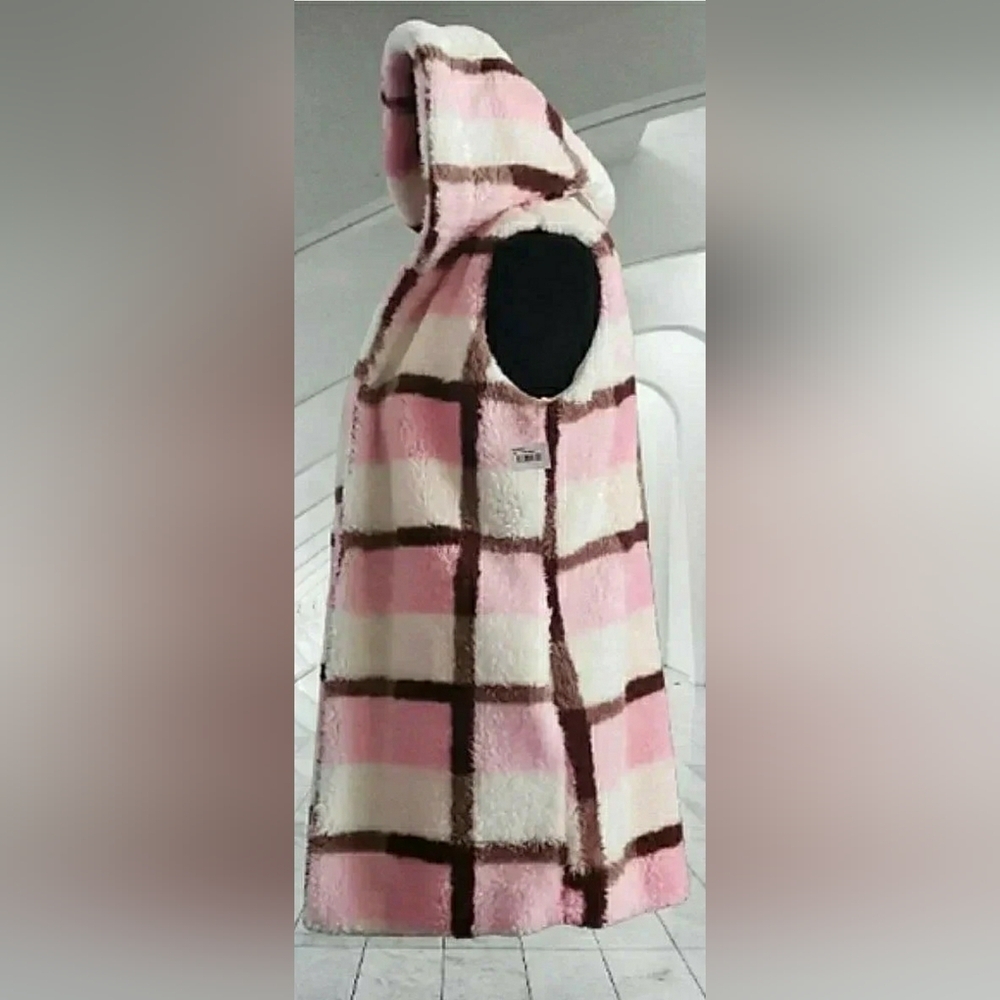 Cozy Sharpa Oversized Hoodie Vest Barn Chore Pockets Open Front New - Picture 3 of 7